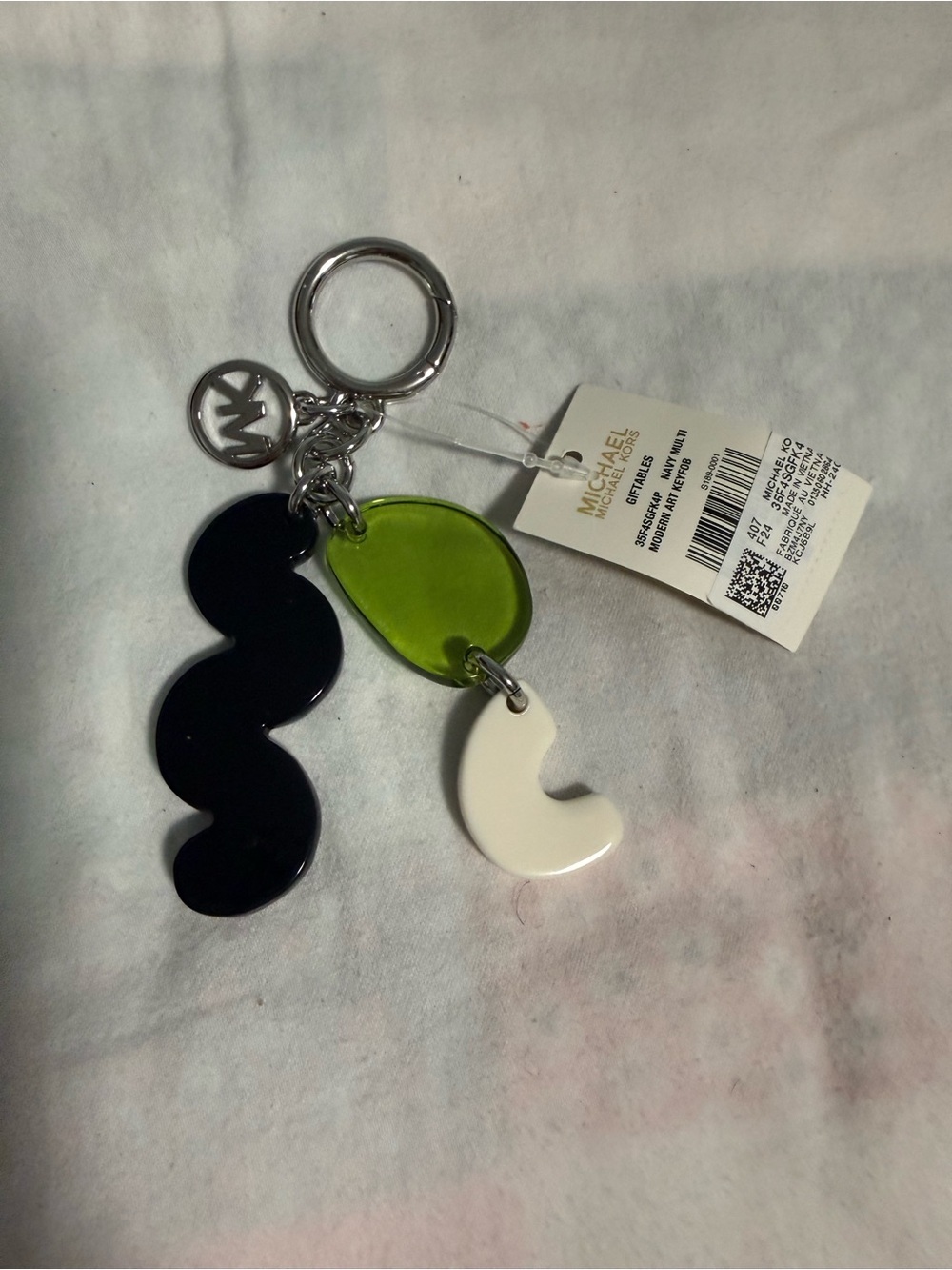 MICHAEL Michael Kors Navy Multi Modern Art Keyfob or Bag Chain! NWT